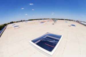 wide angle view of commercial roof